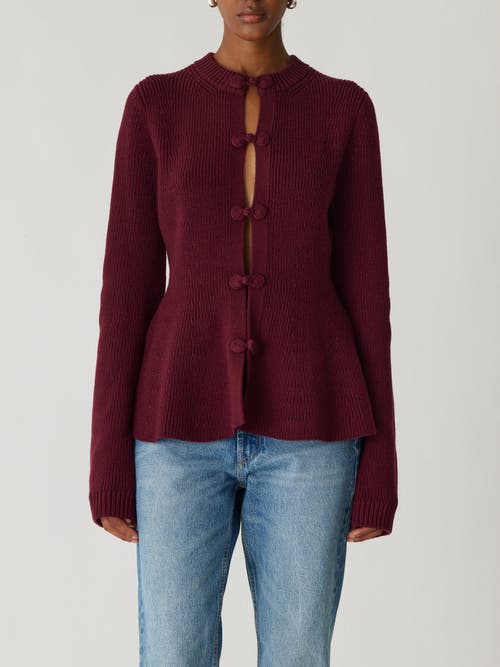 Rebecca Taylor Novelty Wool Peplum Cardi In Plum