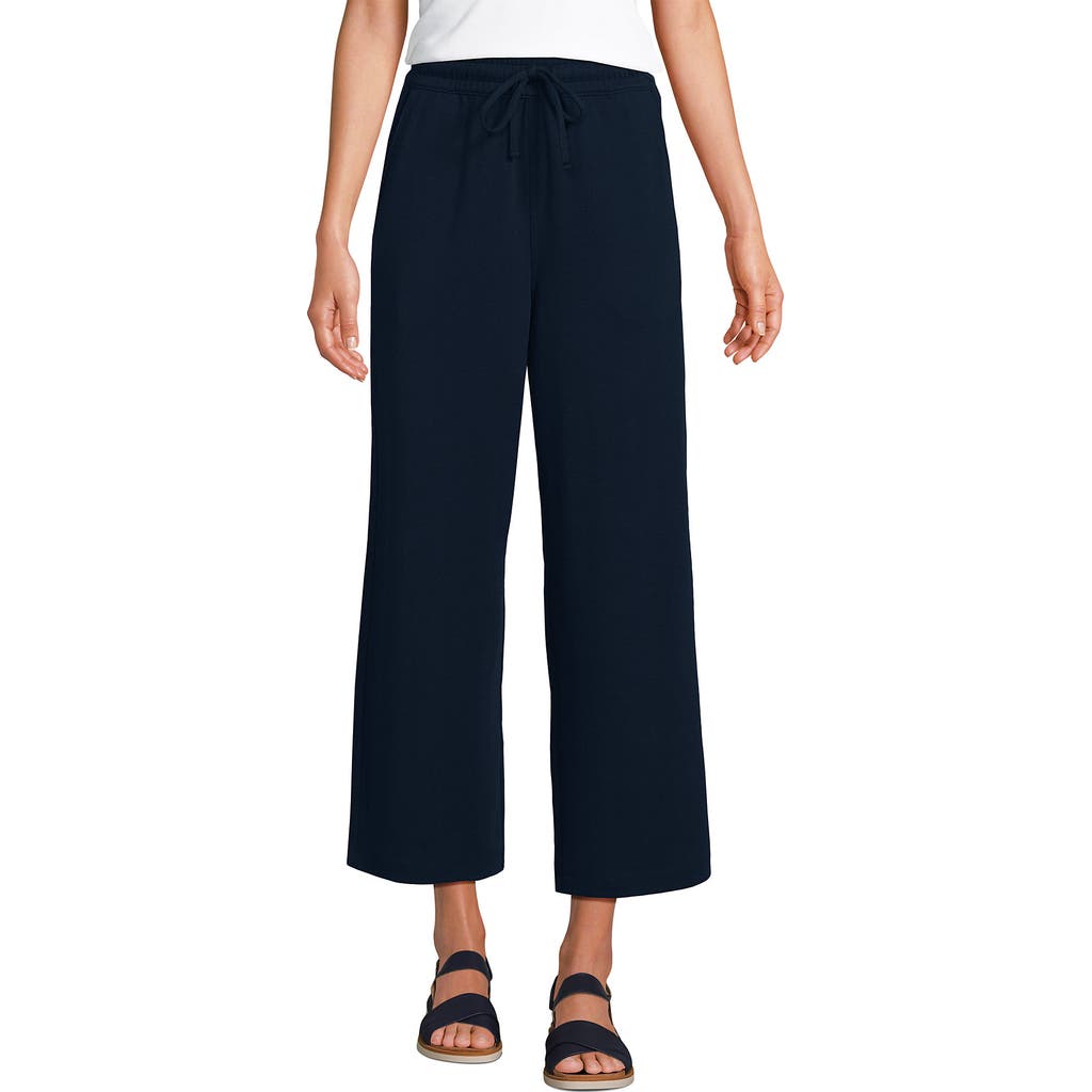 LANDS' END LANDS' END SPORT KNIT PULL ON DRAWSTRING WIDE LEG CROP PANTS