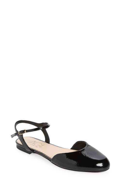 AGL Milly Ankle Strap Flat Nero at Nordstrom,