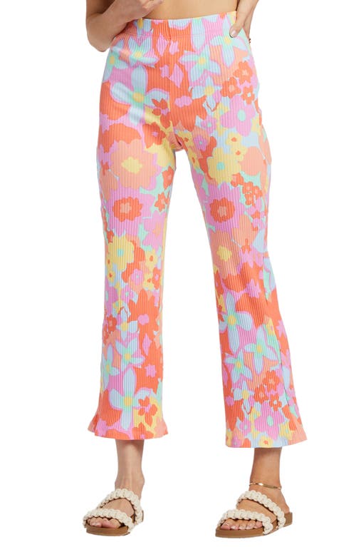 Billabong Come Back Floral Rib Crop Pants in Peach Pie