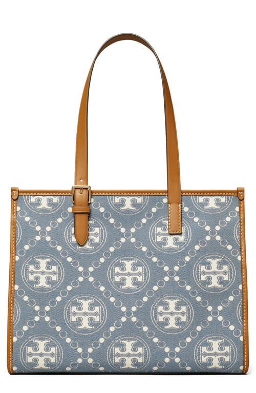 Tory Burch Small T Monogram Denim Tote in Blue Multi at Nordstrom