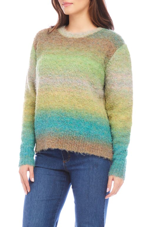 Shop Karen Kane Ombré Stripe Bouclé Sweater In Green
