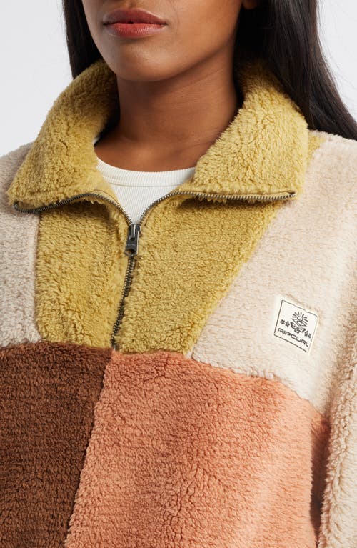 Rip Curl Block Party High Pile Fleece Jacket In Natural
