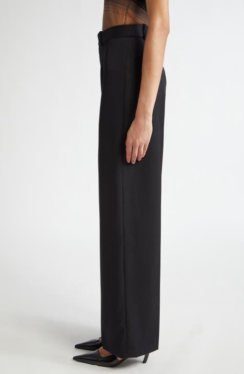 Shop Grace Ling Peek Open Thigh Wool Gabardine Pants In Black