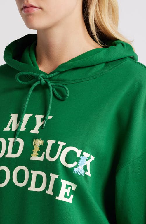 Shop The Mayfair Group My Good Luck Cotton Blend Hoodie In Green