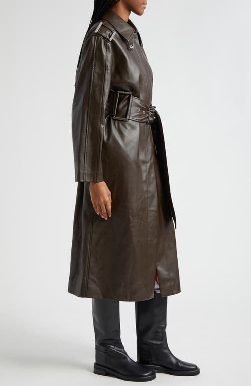 Shop Stine Goya Oversize Faux Leather Trench Coat In Chocolate