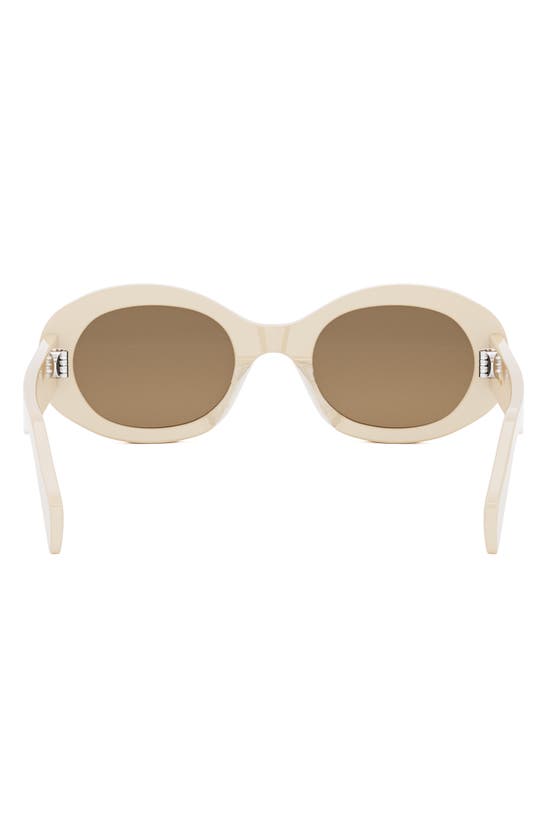 Shop Celine Triomphe 52mm Oval Sunglasses In Off White/ Brown