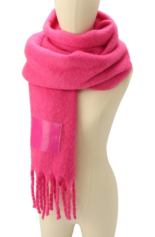 Kurt Geiger London Yarn Dye Fringe Scarf In Fluro Pink