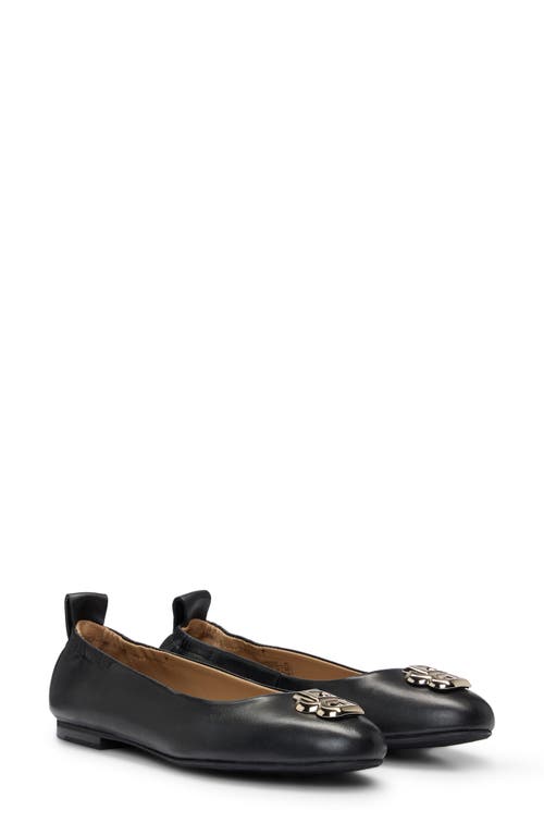 Hugo Boss Nappa-leather Ballerina Pumps With Double B Monogram Hardware In Black