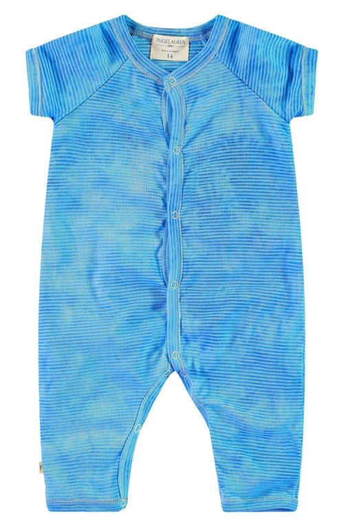 PAIGELAUREN Marble Stripe Ribbed French Terry Romper Turquoise at Nordstrom,