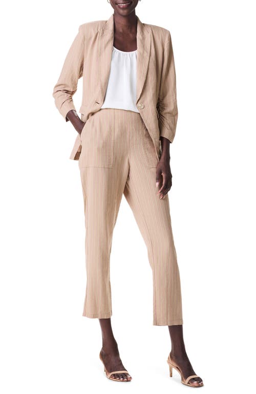 Shop Nic + Zoe Nic+zoe Central Park Scrunch Sleeve Linen Blend Blazer In Neutral Multi