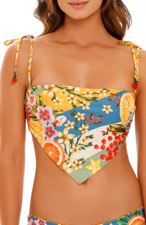 Agua Bendita Daicy Vita Beaded Smocked Bikini Top in Multicolor