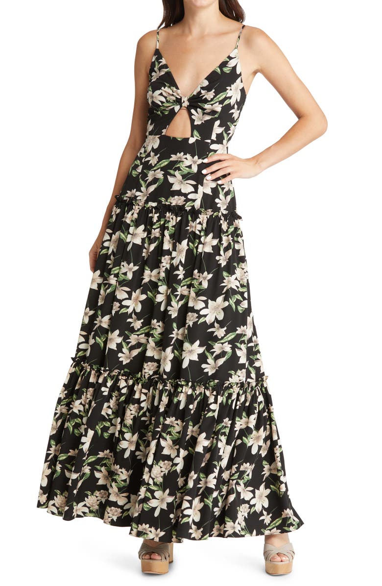 Lulus Blooms of Paradise Cutout Floral Maxi Dress | Nordstrom