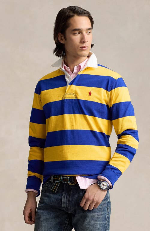 Shop Polo Ralph Lauren Stripe Cotton Rugby Shirt In Arctic Yellow/classic Azure