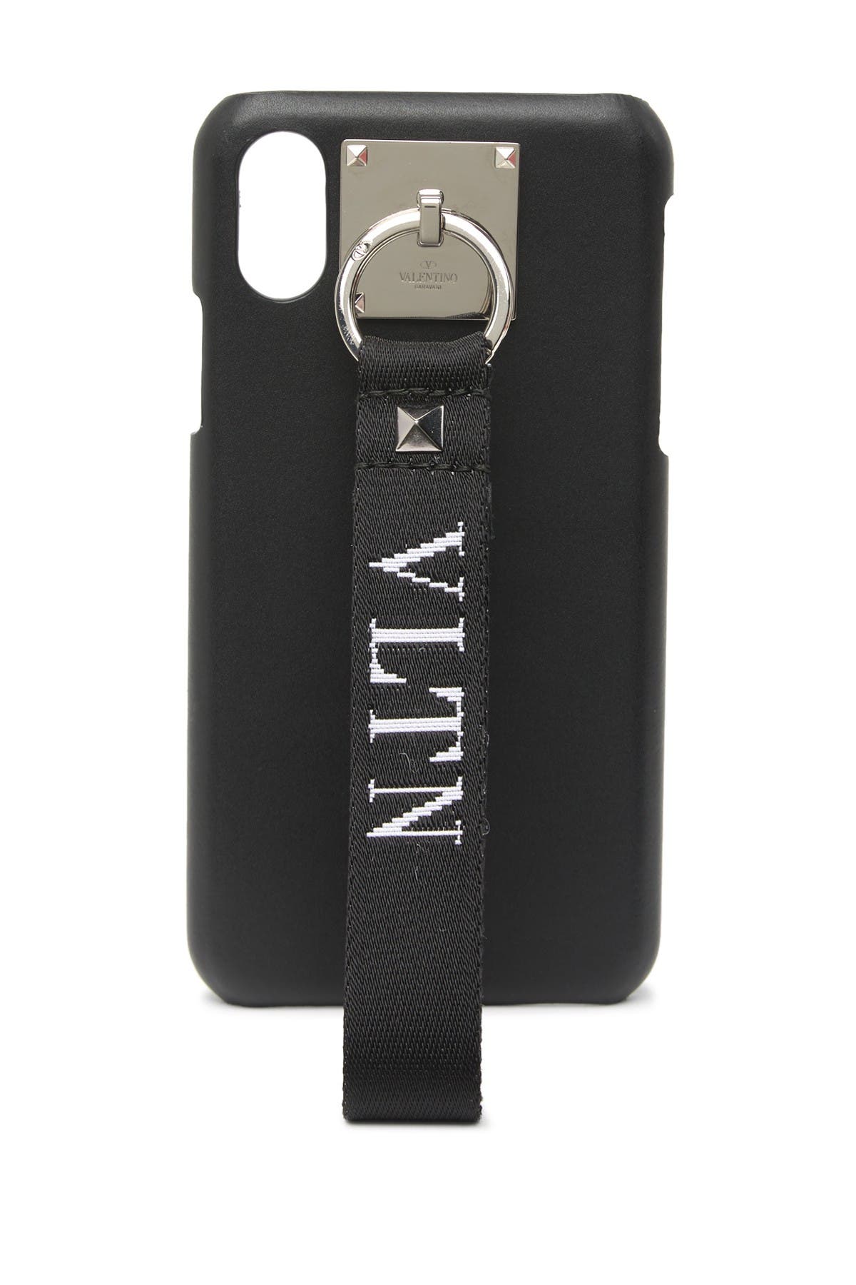 Valentino Garavani Logo Strap Iphone X Case In Nero/bianco