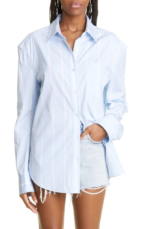 Alexander Wang Oversize Stripe Cotton Oxford Button-Up Shirt in