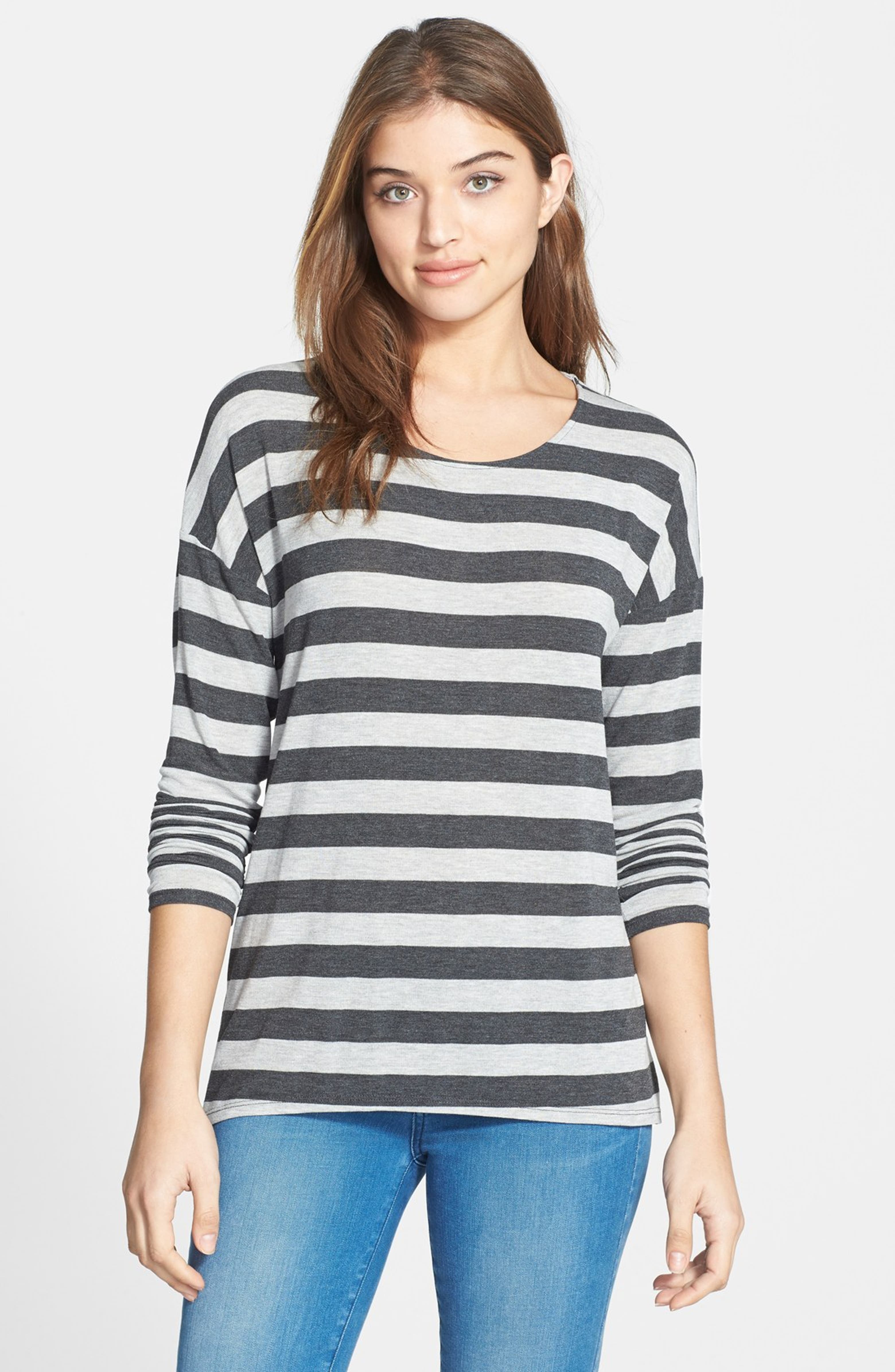 Gibson Stripe Button Back Tunic | Nordstrom