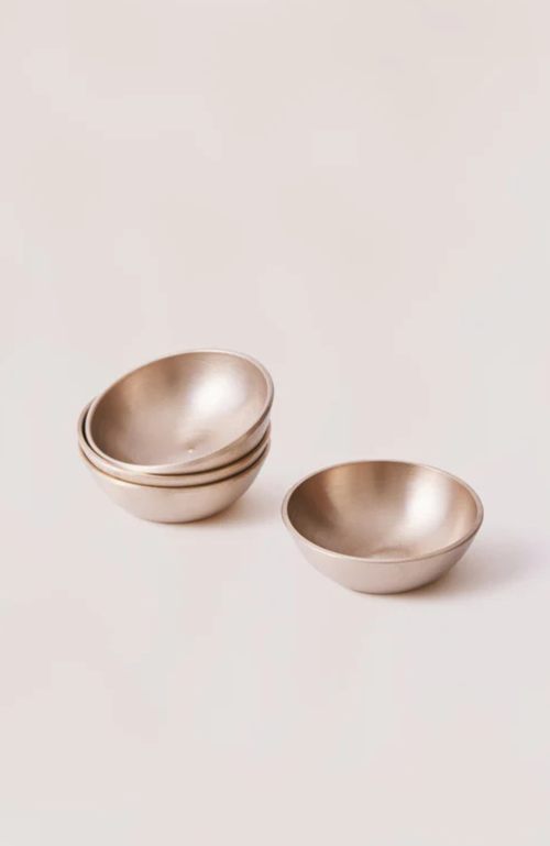 Fleck Luxe Kansa Dip Bowl Set Of 4 In Bronze