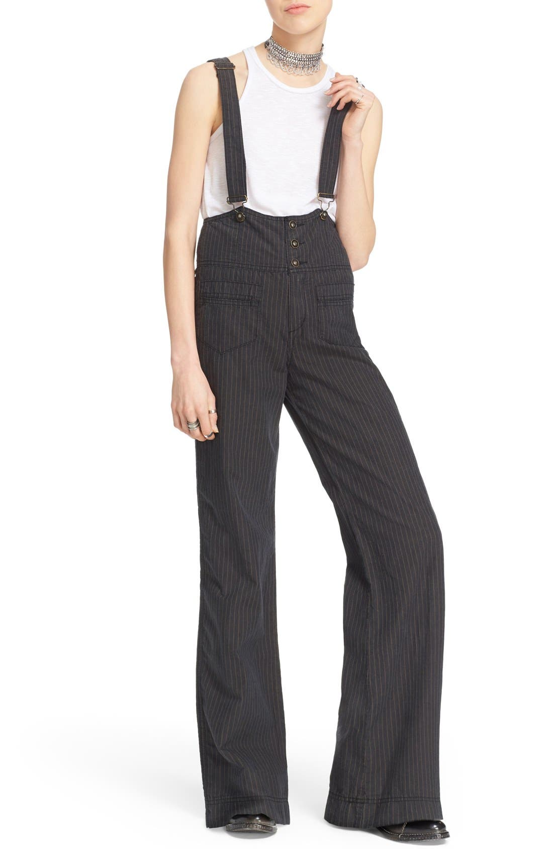 Free People Pinstripe Flare Overalls Nordstrom
