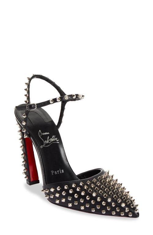 Shop Christian Louboutin Condora Riviera Spikes Pointed Toe Pump In Black/lin Black