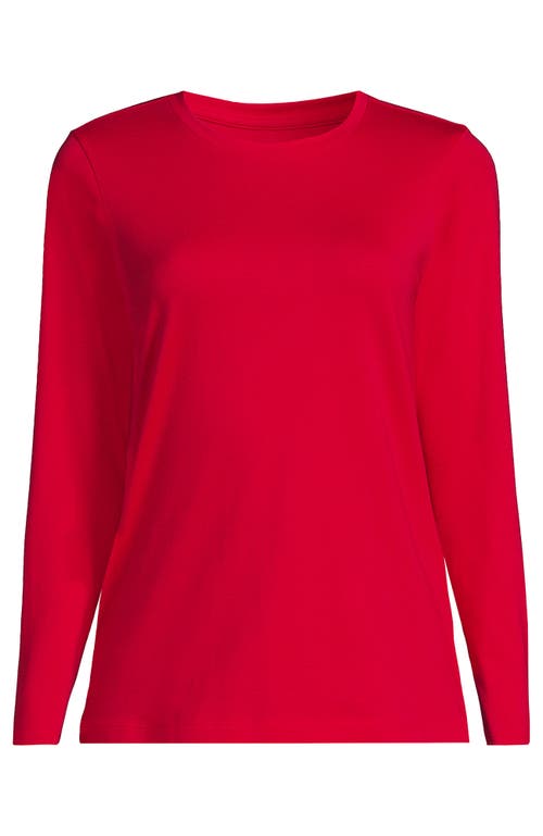 Shop Lands' End Plus Size Relaxed Supima Cotton Long Sleeve Crew Neck T-shirt In Heritage Red