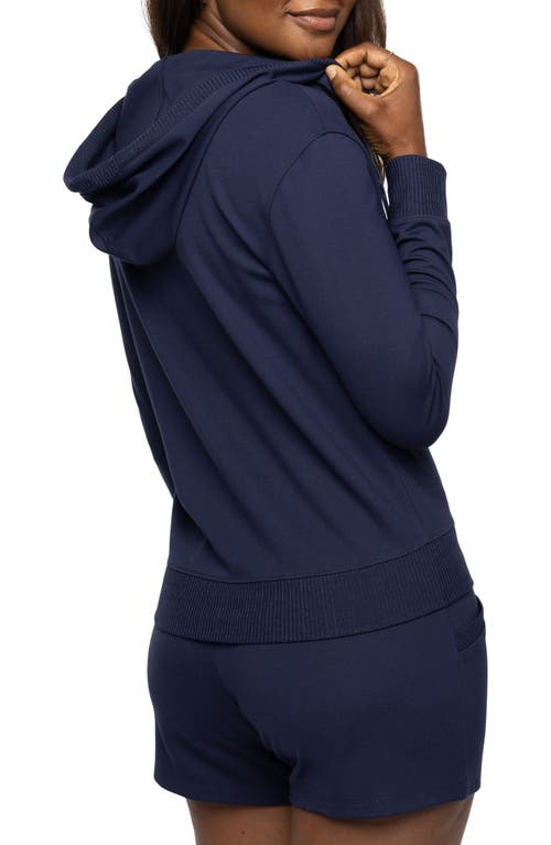 Shop Travismathew Friday Ponte Half Zip Hoodie In Navy