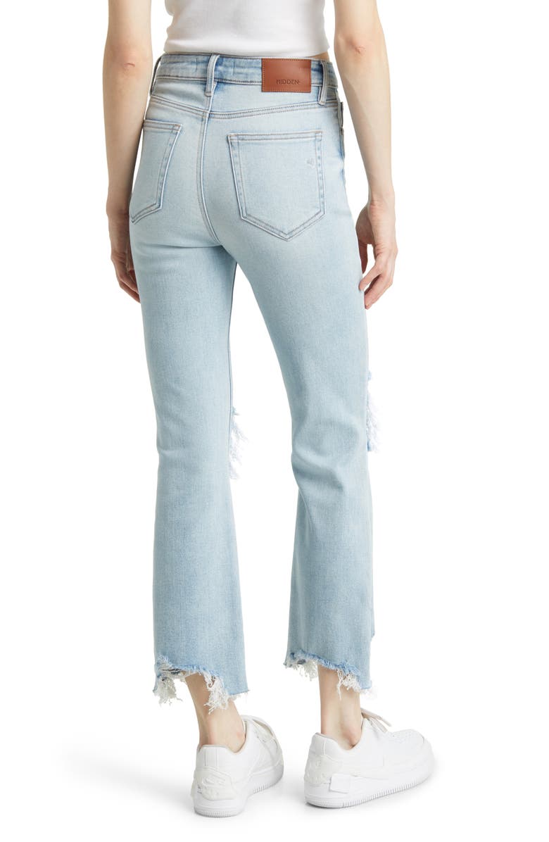 HIDDEN JEANS Distressed Chew Hem Straight Leg Jeans, Alternate, color, Medium Wash