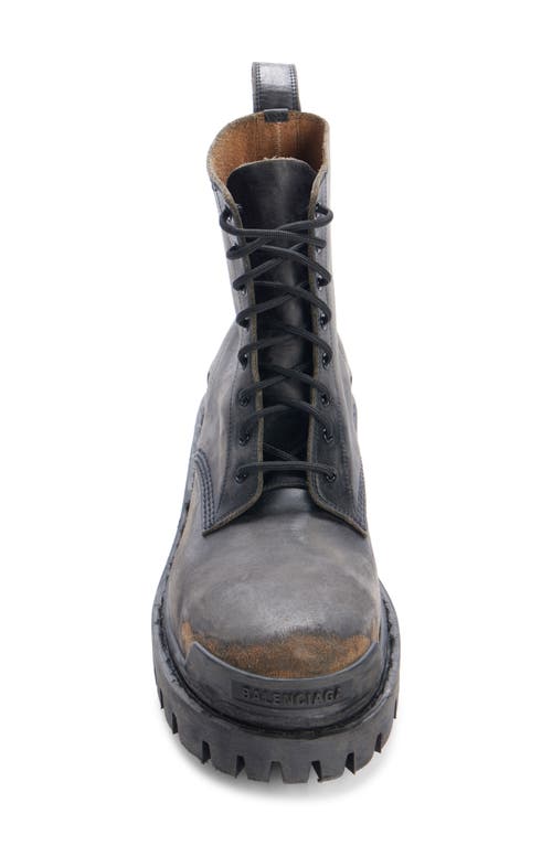 Shop Balenciaga Strike Combat Boot In 1020 Black/brown