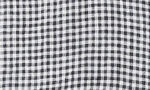 Shop Eileen Fisher Classic Gingham Sleeveless Organic Linen Button-up Shirt In Black/white