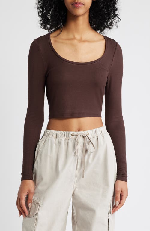 PacSun Kelly Long Sleeve Crop Top in Coffee Bean 