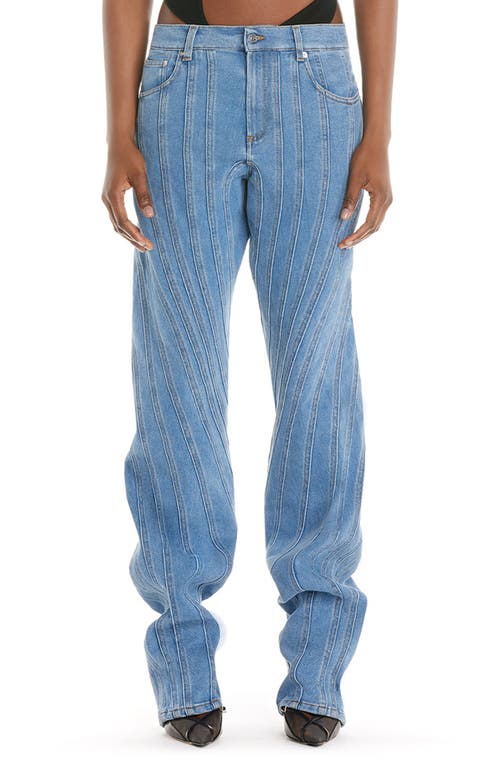 MUGLER Spiral Low Waist Denim Baggy Jeans in Medium Blue