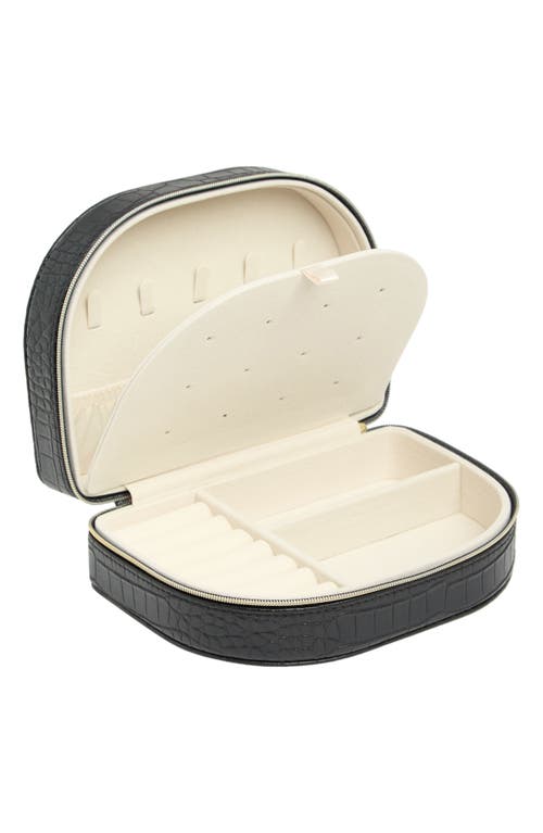 Shop Nordstrom Half Circle Zip Jewelry Box In Black Croc