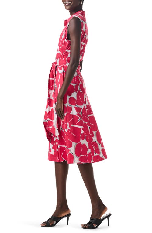 Nic + Zoe Bold Petals Sleeveless Button-up Shirtdress In Red Multi