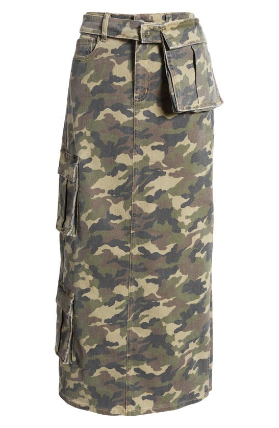 HIDDEN JEANS HIDDEN JEANS CAMO CARGO DENIM MAXI SKIRT