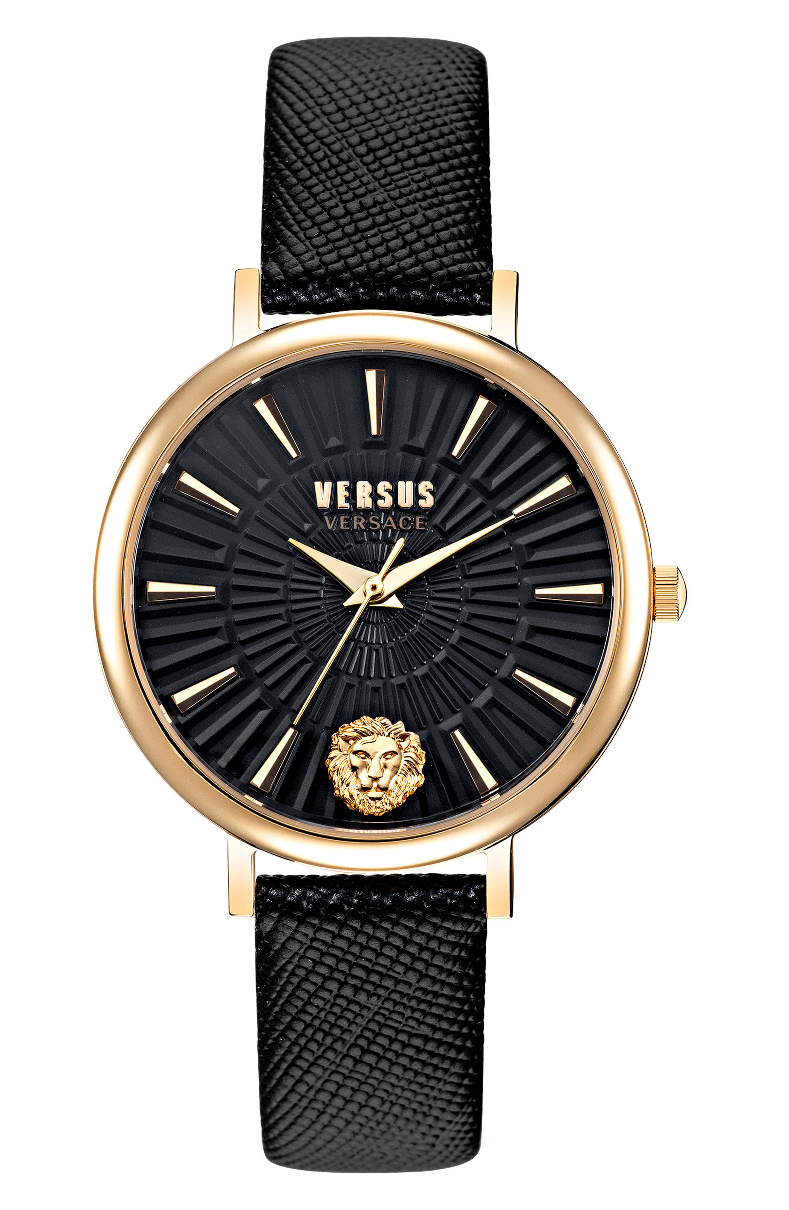 leather versace watch men