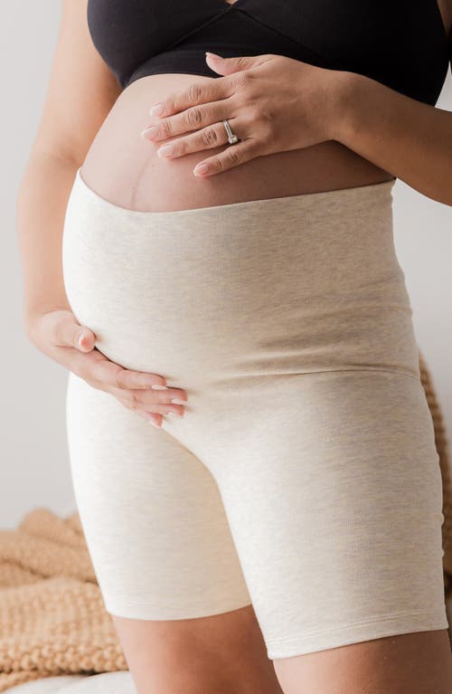 Shop Kindred Bravely Sublime Maternity Bike Shorts In Oatmeal Heather