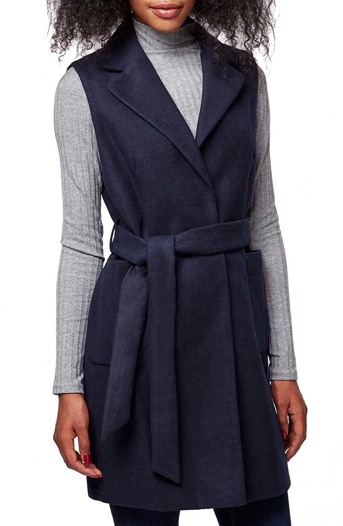 Topshop Sleeveless Belted Coat (Petite) | Nordstrom