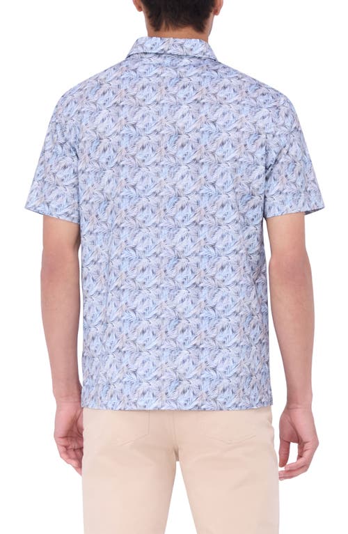 Shop Bugatchi Victor Ooohcotton® Leaf Print Polo In Dusty Blue