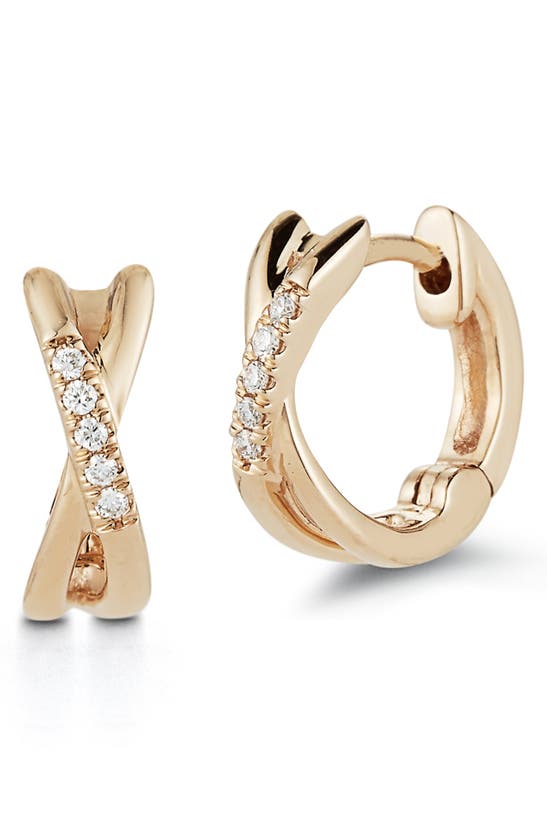DANA REBECCA DESIGNS SYLVIE ROSE DIAMOND TWIST HUGGIE HOOP EARRINGS