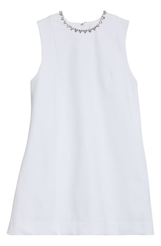 Shop Area Crystal Heart Back Cutout Ponte Minidress In White