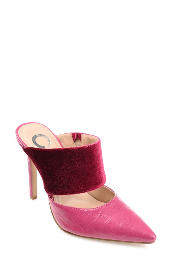 Journee Collection Sutonn Croc Embossed Mule Pump In Fuchsia