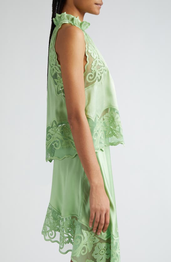 Shop Ulla Johnson Elowen Lace Sleeveless Silk Top In Celadon