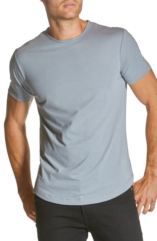 Shop Cuts Ao Curve Hem Cotton Blend T-shirt In Stratus