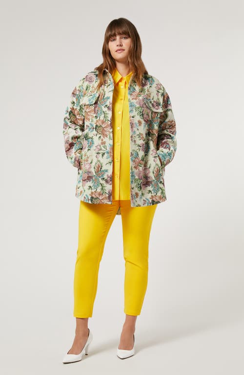 Shop Marina Rinaldi Canapa Floral Jacquard Jacket In Pale Yellow