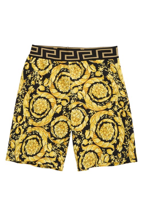 Versace Kids' Barocco Print Cotton Shorts Nero Oro at Nordstrom,