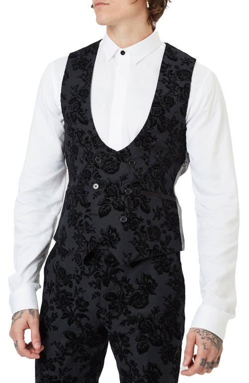 Shop Twisted Tailor Fleet Skinny Fit Wool Blend Tuxedo Waistcoat In Black