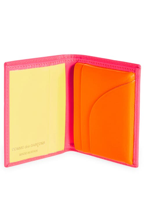 Shop Comme Des Garçons Wallets Super Fluorescent Leather Bifold Wallet In Pink/yellow