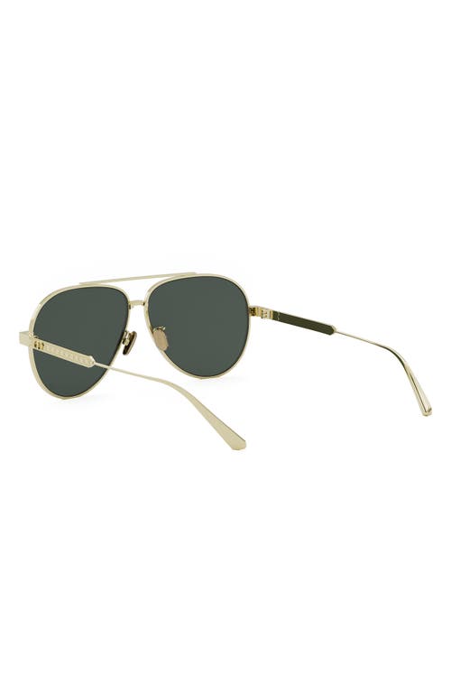 Shop Dior 'cannage A1u 61mm Pilot Sunglasses In Gold/solid Green Lenses