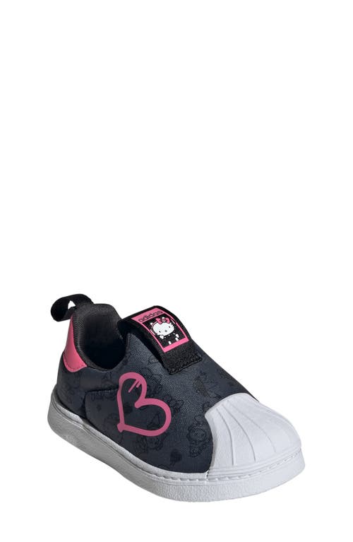 Adidas Originals Adidas X Hello Kitty & Friends Kids' Superstar 360 Sneaker In Carbon/black/pink Fusion