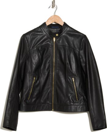 Cole haan leather hot sale moto jacket women's